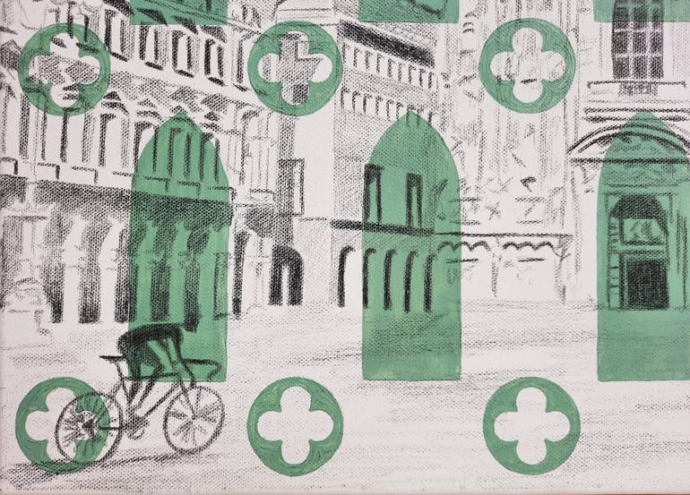 Original Black & White Architecture Painting by Sara Lora