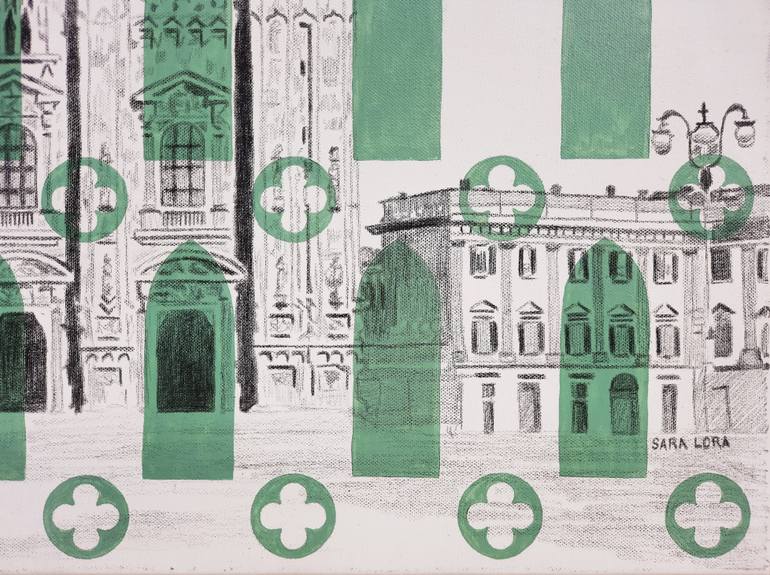 Original Black & White Architecture Painting by Sara Lora