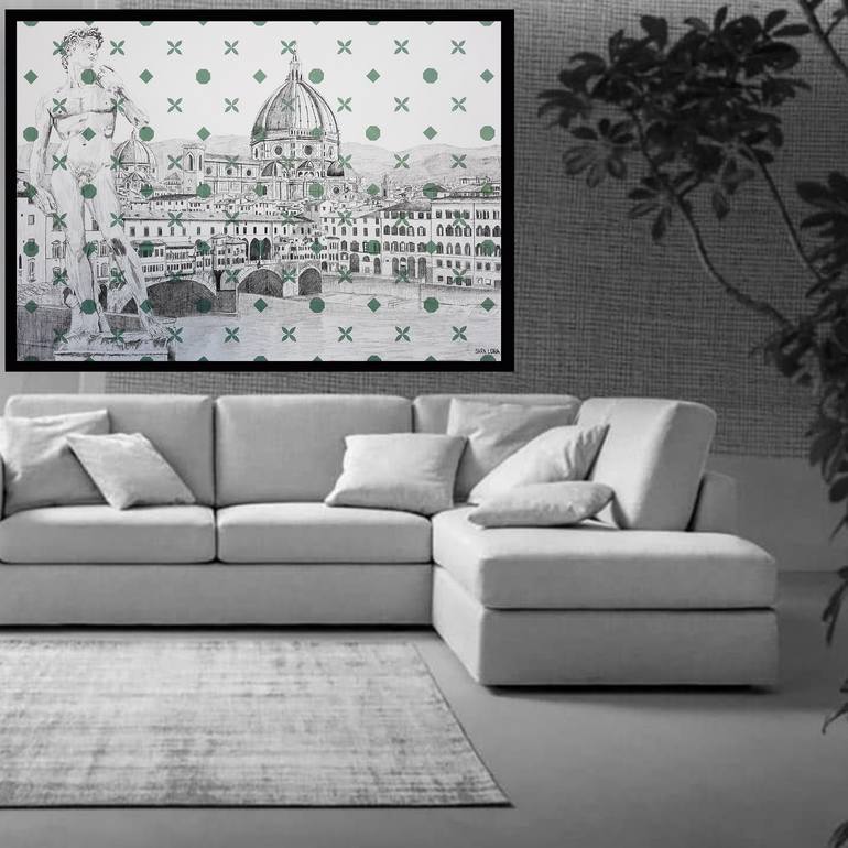 Original Black & White Architecture Painting by Sara Lora