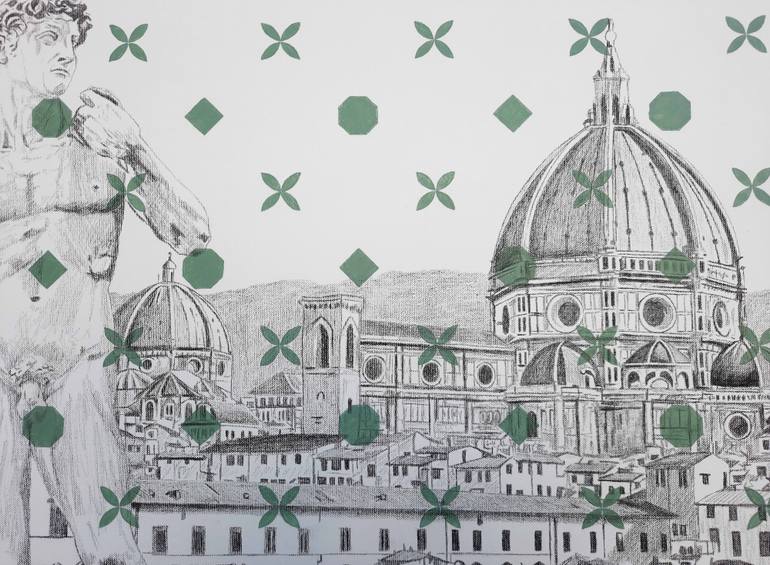 Original Black & White Architecture Painting by Sara Lora