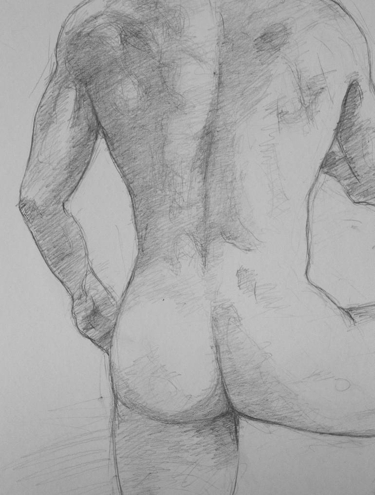 Original Portraiture Nude Drawing by Jorge Bandarra