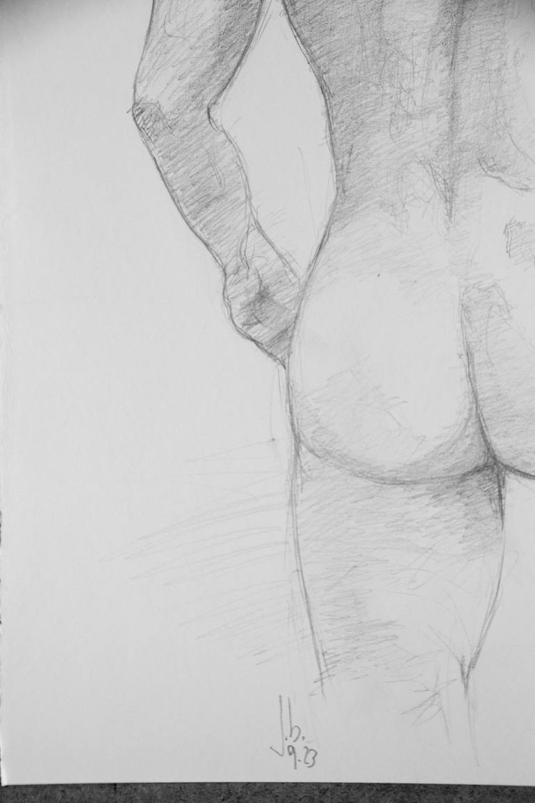 Original Portraiture Nude Drawing by Jorge Bandarra