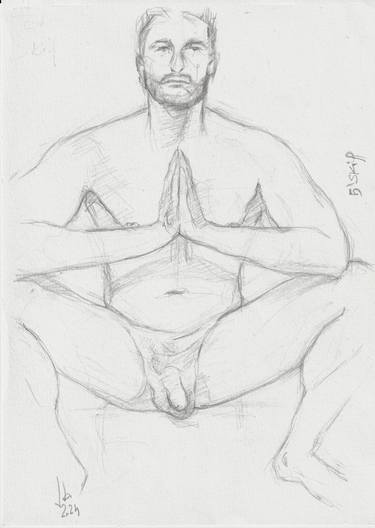 Skip nude  yoga pose sketch thumb