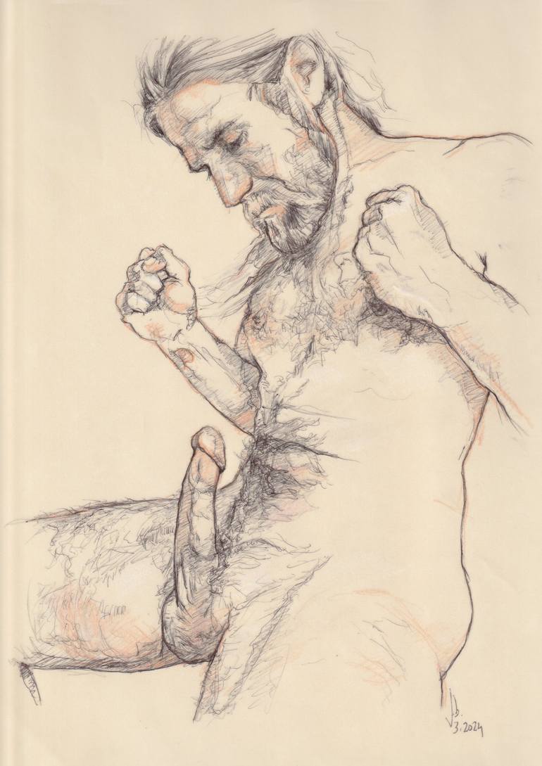 Original Figurative Erotic Drawing by Jorge Bandarra