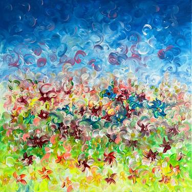 Midnight Florals Original Abstract Painting Large - Impressionism thumb