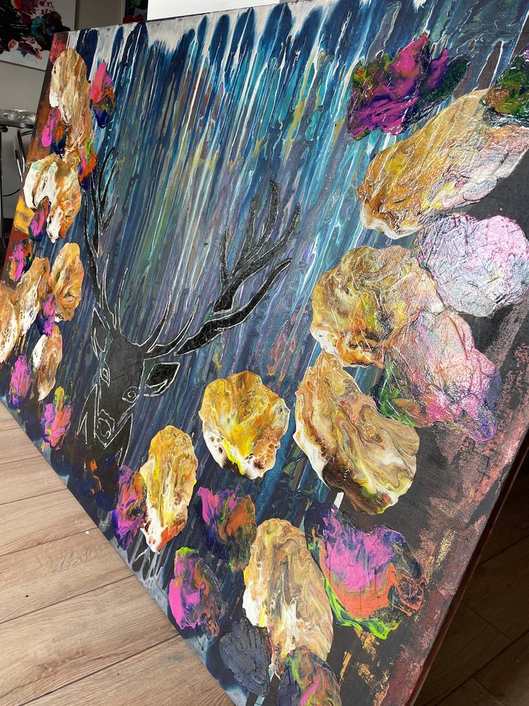 Original Abstract Expressionism Animal Painting by Tugba Kuvvetli