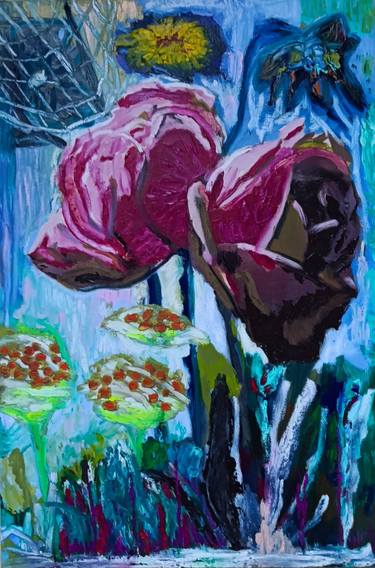 Original Expressionism Floral Paintings by Mieke Van Os