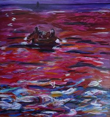 Original Expressionism Boat Paintings by Mieke Van Os