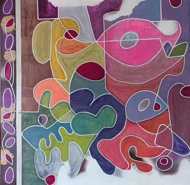 Original Abstract Expressionism Patterns Paintings by Mieke Van Os