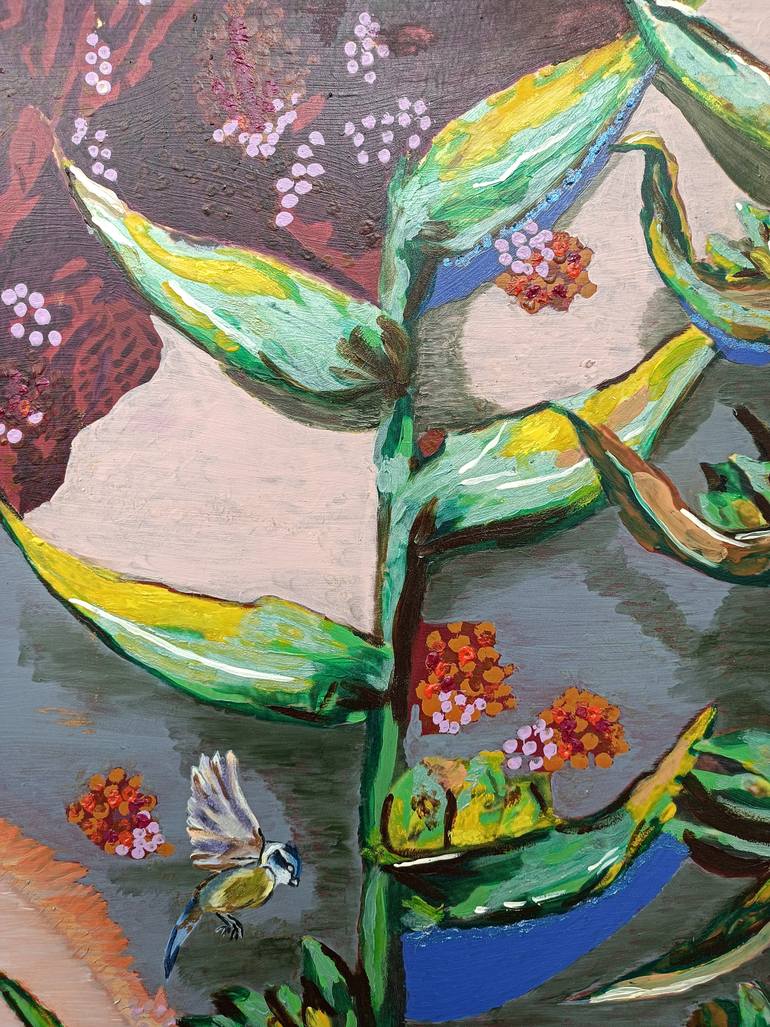 Original Abstract Expressionism Floral Painting by Mieke Van Os