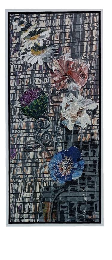Original Abstract Expressionism Floral Painting by Mieke Van Os