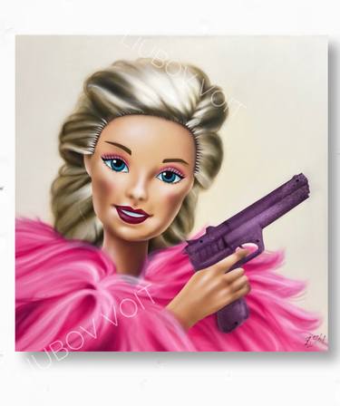 Barbie doll painting on canvas png thumb