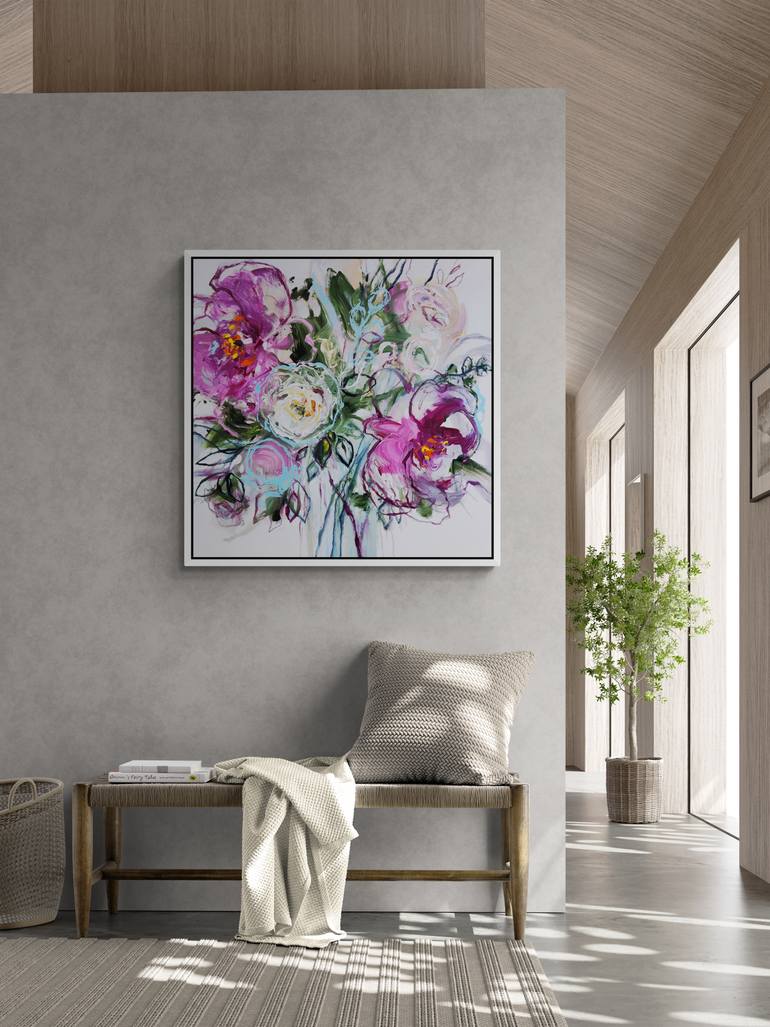 Original Abstract Expressionism Floral Painting by Anna Cher