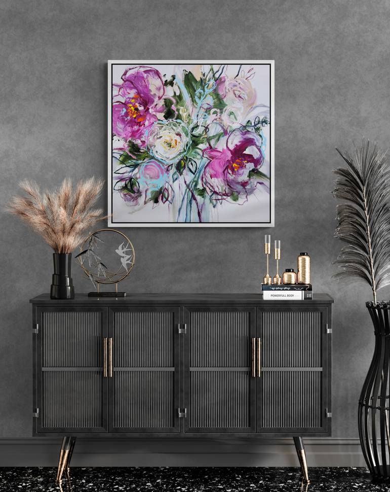 Original Abstract Expressionism Floral Painting by Anna Cher