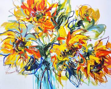 Print of Abstract Floral Mixed Media by Anna Cher