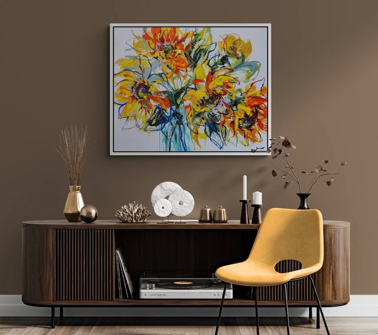 Original Abstract Floral Mixed Media by Anna Cher