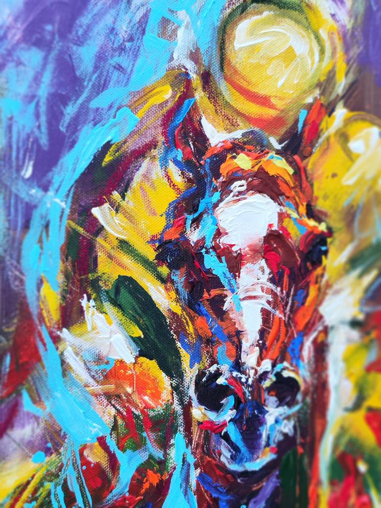 Original Impressionism Horse Painting by Anna Cher