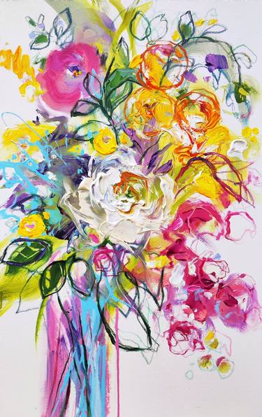 Original Abstract Expressionism Floral Paintings by Anna Cher