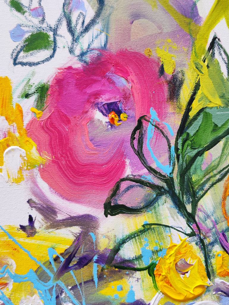 Original Abstract Expressionism Floral Painting by Anna Cher