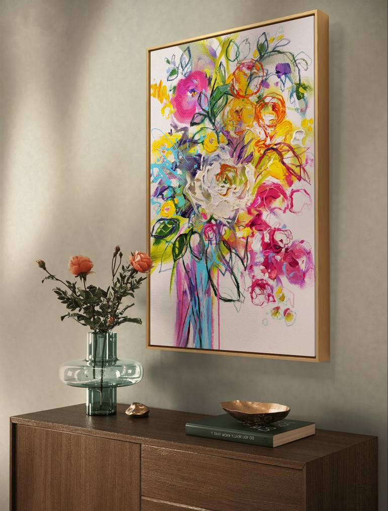 Original Abstract Expressionism Floral Painting by Anna Cher