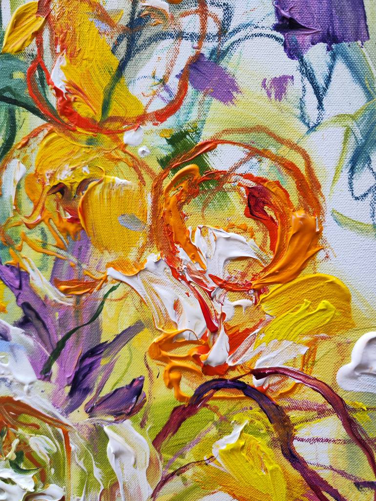 Original Abstract Expressionism Floral Painting by Anna Cher