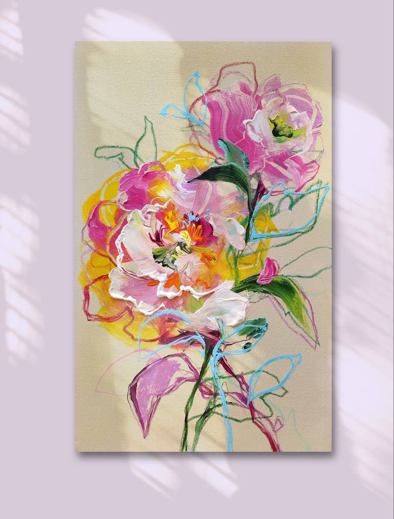 Original Impressionism Floral Painting by Anna Cher