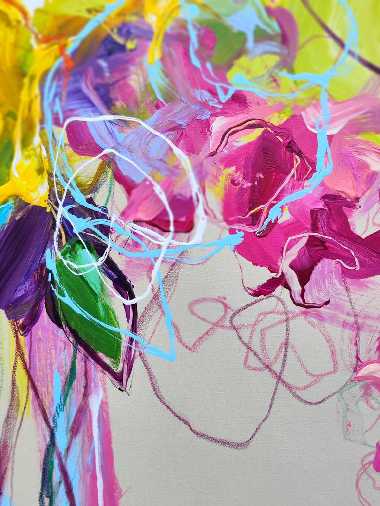 Original Abstract Expressionism Floral Painting by Anna Cher
