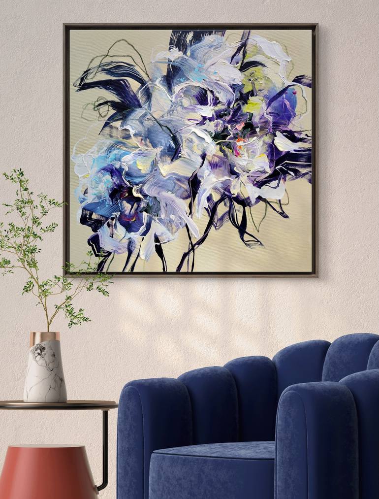 Original Abstract Expressionism Floral Painting by Anna Cher