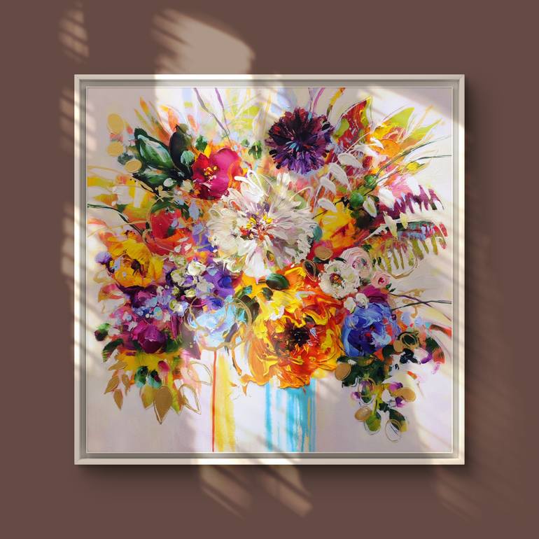 Original Expressionism Floral Painting by Anna Cher