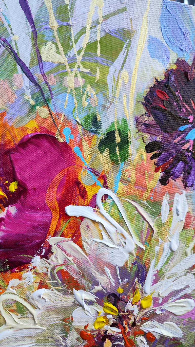 Original Expressionism Floral Painting by Anna Cher