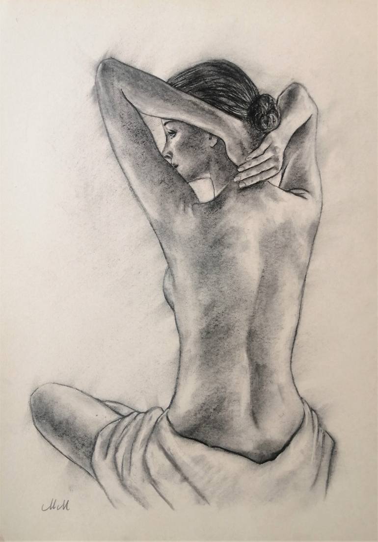 Beautiful girl Charcoal drawing by Mateja Marinko