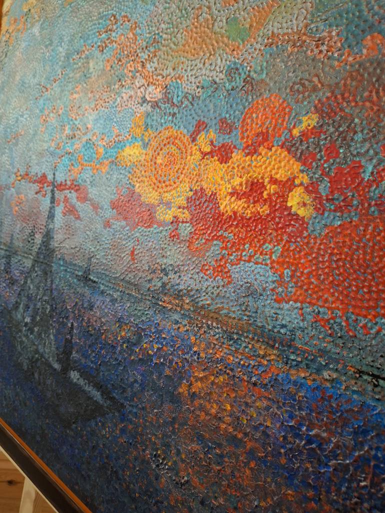Original Impressionism Seascape Painting by Elif Lewis