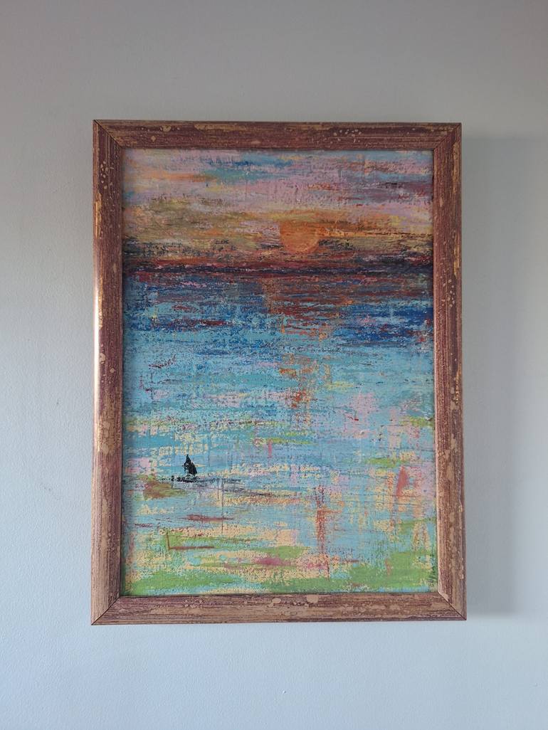 Original Impressionism Seascape Painting by Elif Lewis