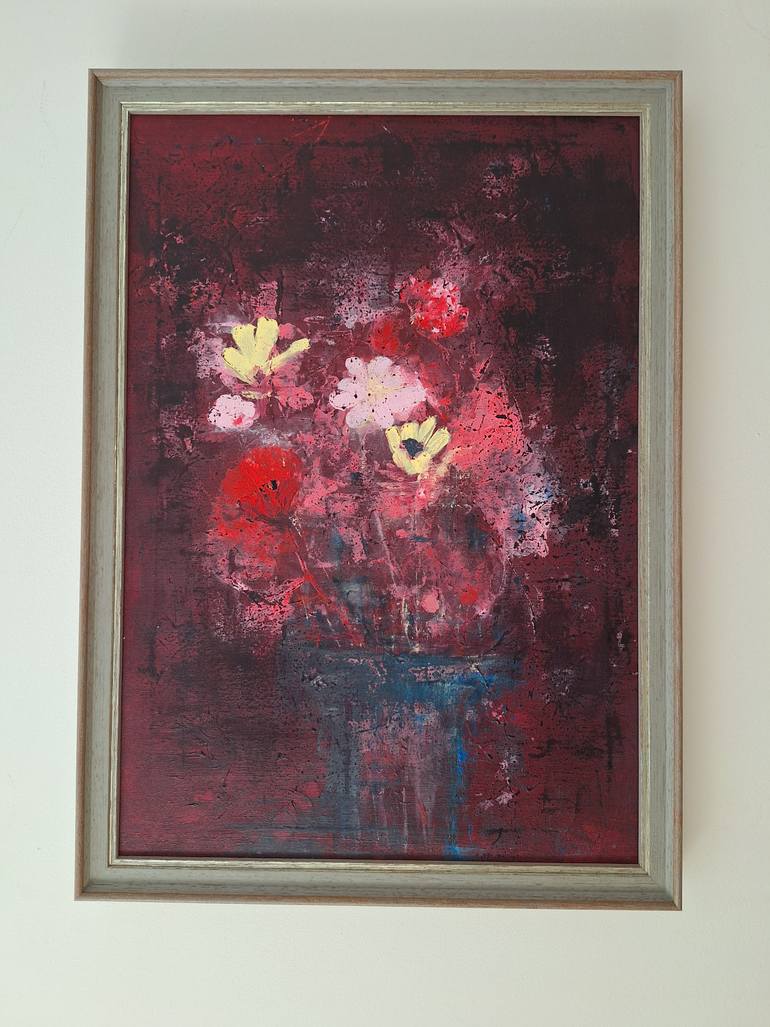 Original Abstract Expressionism Floral Painting by Elif Lewis