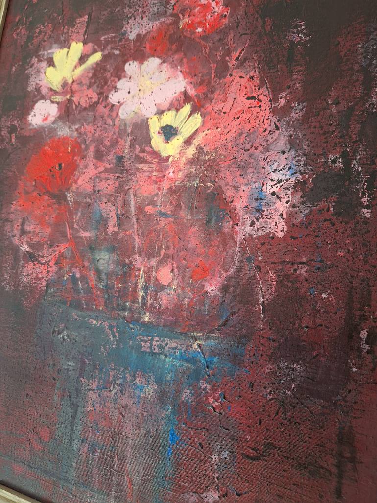 Original Abstract Expressionism Floral Painting by Elif Lewis
