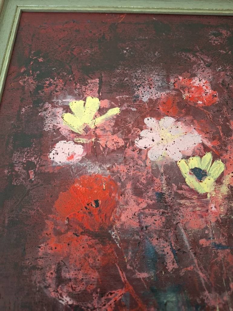 Original Abstract Expressionism Floral Painting by Elif Lewis