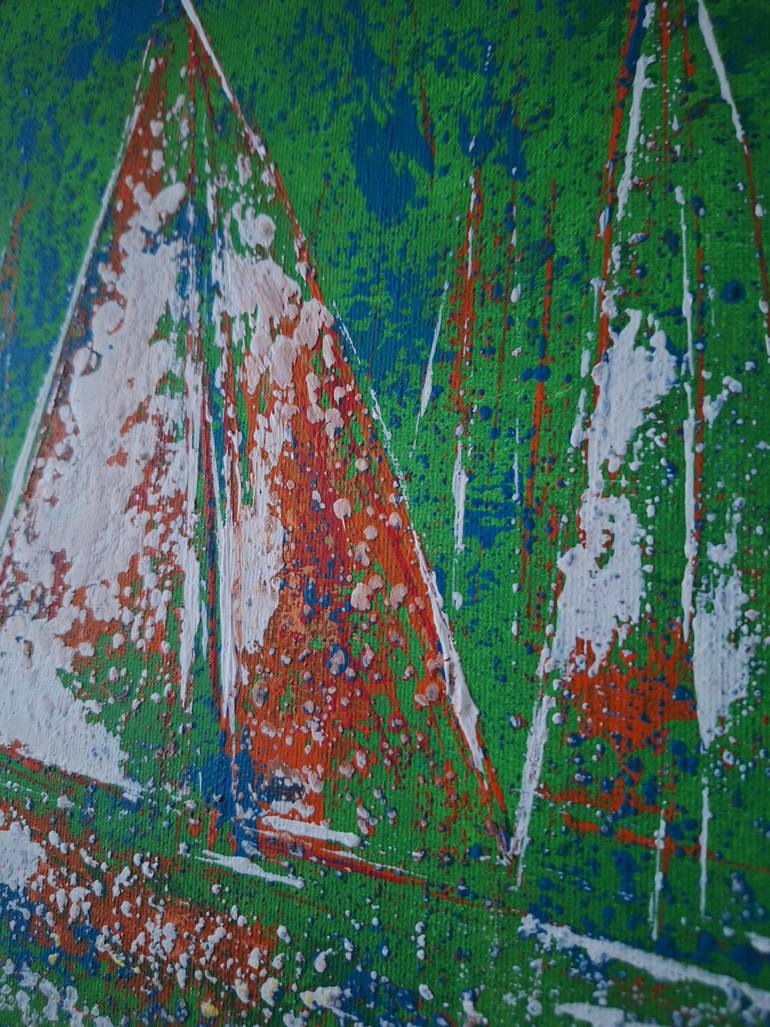 Original Abstract Boat Painting by Elif Lewis