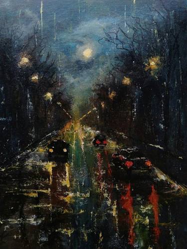 Original Impressionism Cities Painting by Sasha Brisac 