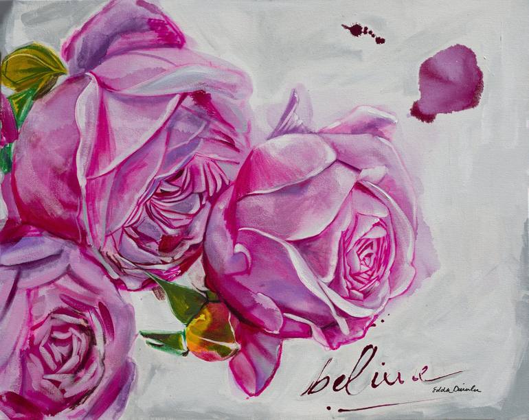 Original Abstract Floral Painting by Edda Davila