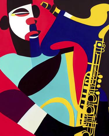 Jazzman with saxophone N2. thumb