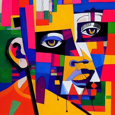 Print of Cubism Portrait Mixed Media by Ruslan Gilyazov