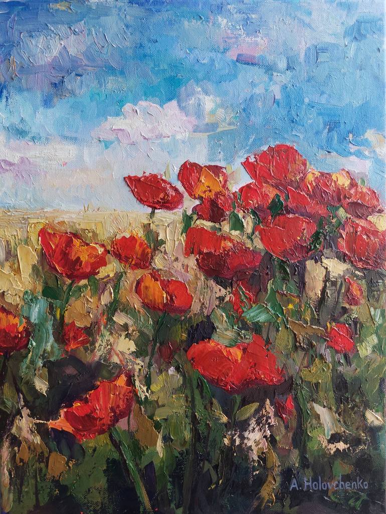 July in the field Painting by Alexandra Holovchenko | Saatchi Art