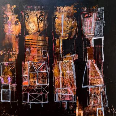 Original Abstract People Painting by Virginie Munch