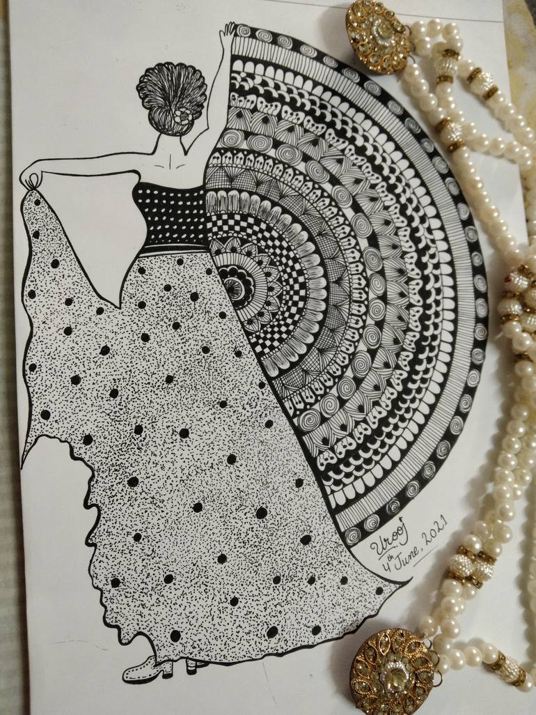 Dancing Girl Mandala Art Drawing by Urooj Mahmood | Saatchi Art