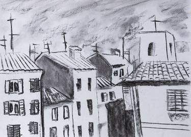 Original Expressionism Architecture Drawings by Adelina Vasseva