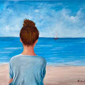 Lonely woman | Original Painting | Unique | 60 x 50 cm Acrylic