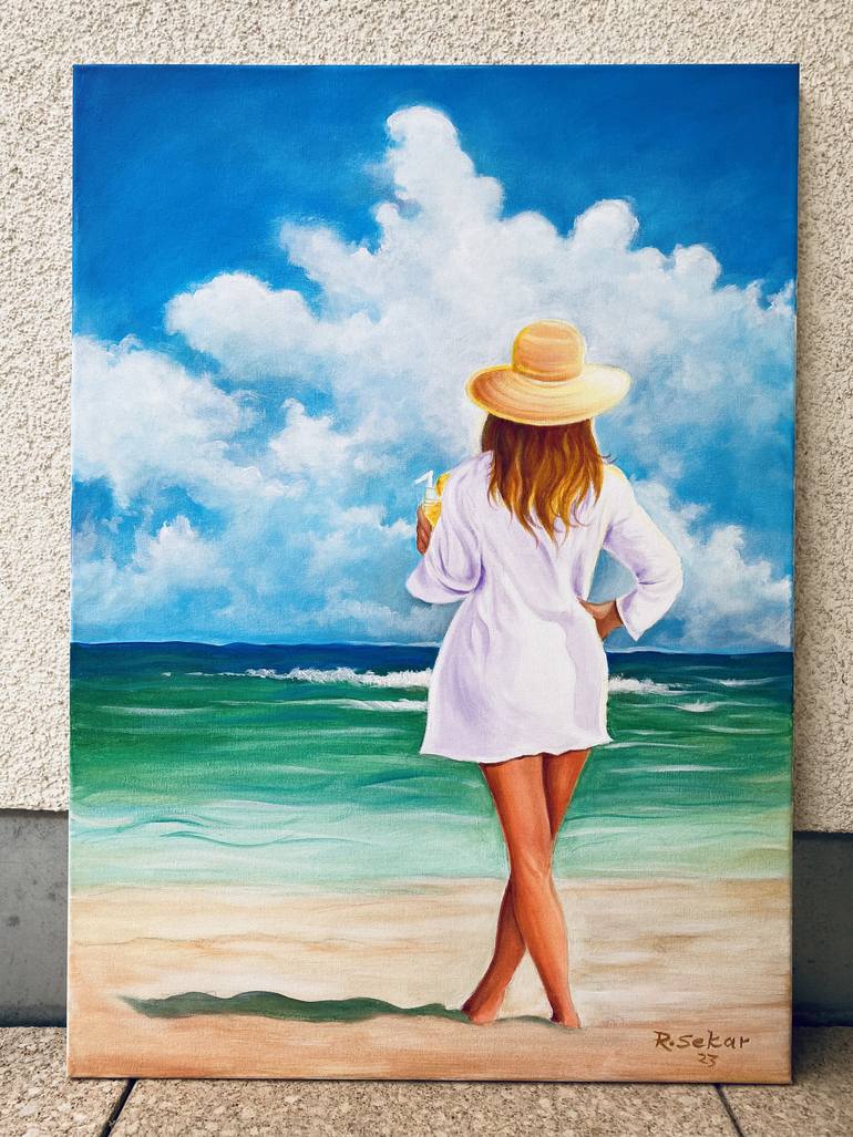 Original Realism People Painting by Sekar Rajagopal