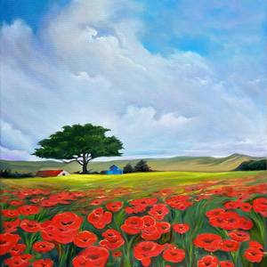 Poppies Field | Original Oil Painting | Unique | 50 x 70 cm