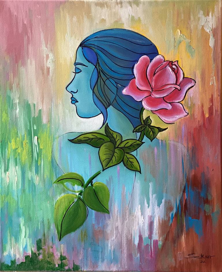 teal rose art