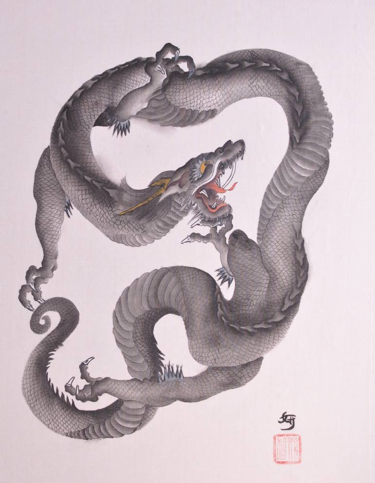 Original Black & White Classical Mythology Painting by Dongmei Wang